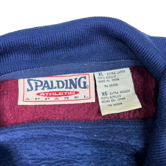 Spalding VTG 90s Colorblock Collared Crewneck Sweatshirt Maroon Blue XL - Picture 6 of 6